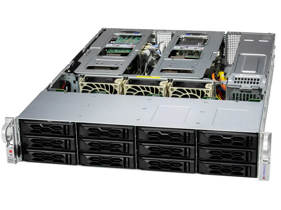 Сервер Supermicro CloudDC SYS-621C-TN12R - вид спереди